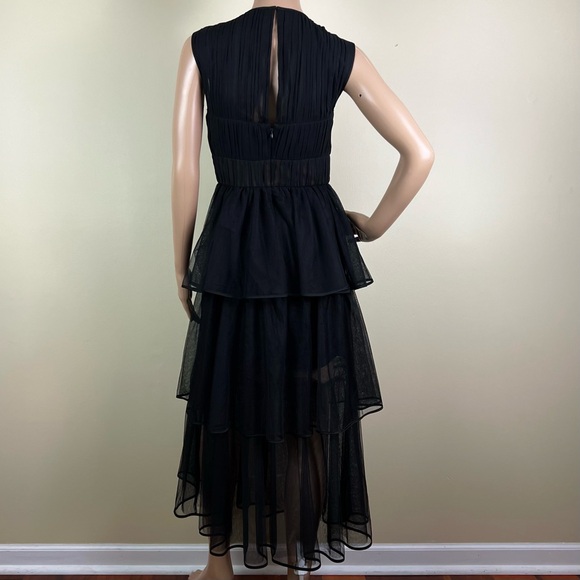 NEW JONATHAN SIMKHAI BLACK TIERED TULLE MIDI DRESS - Picture 8 of 10